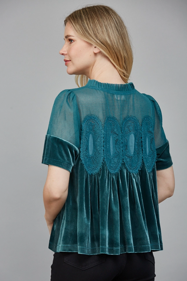 Velvet Detail Top - 2 Colors