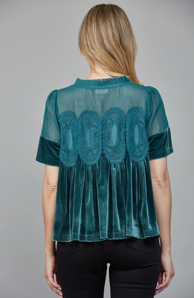 Velvet Detail Top - 2 Colors