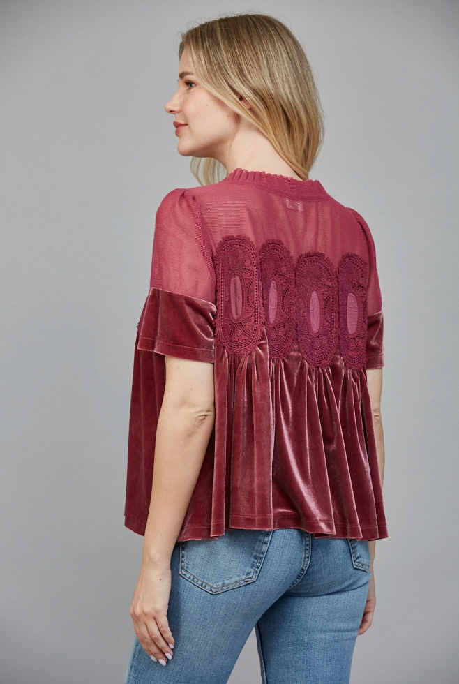 Velvet Detail Top - 2 Colors