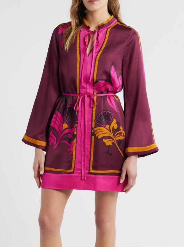 Burgundy Timber Print Mini Dress