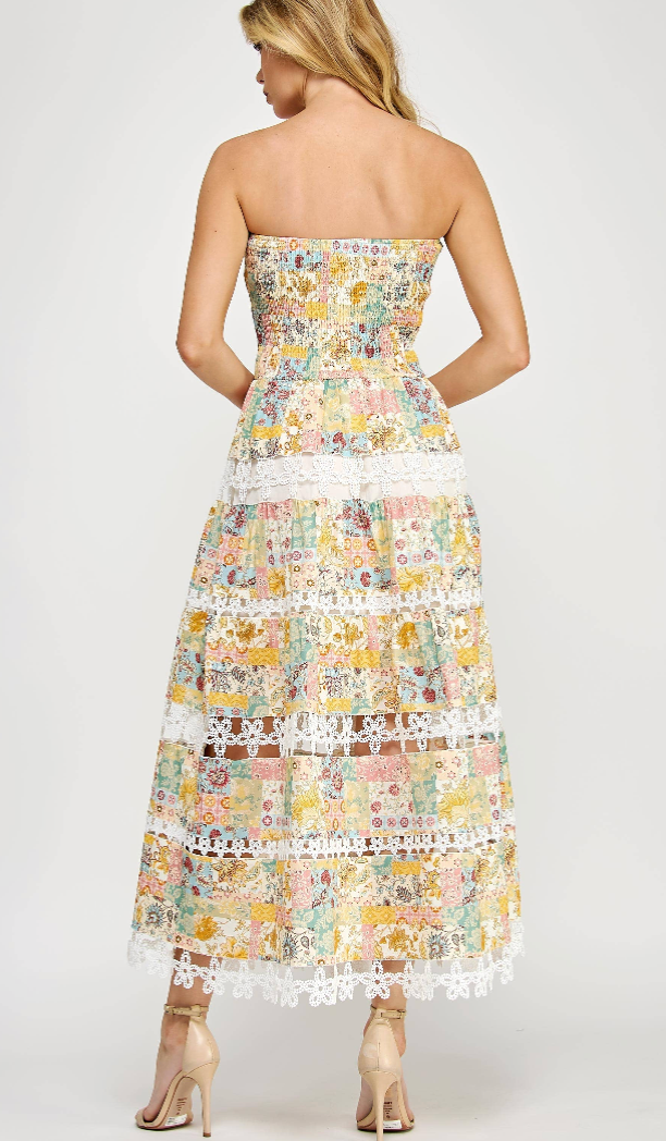 Sun-kissed Floral Strapless Dress