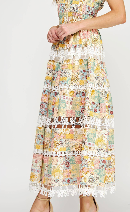 Sun-kissed Floral Strapless Dress