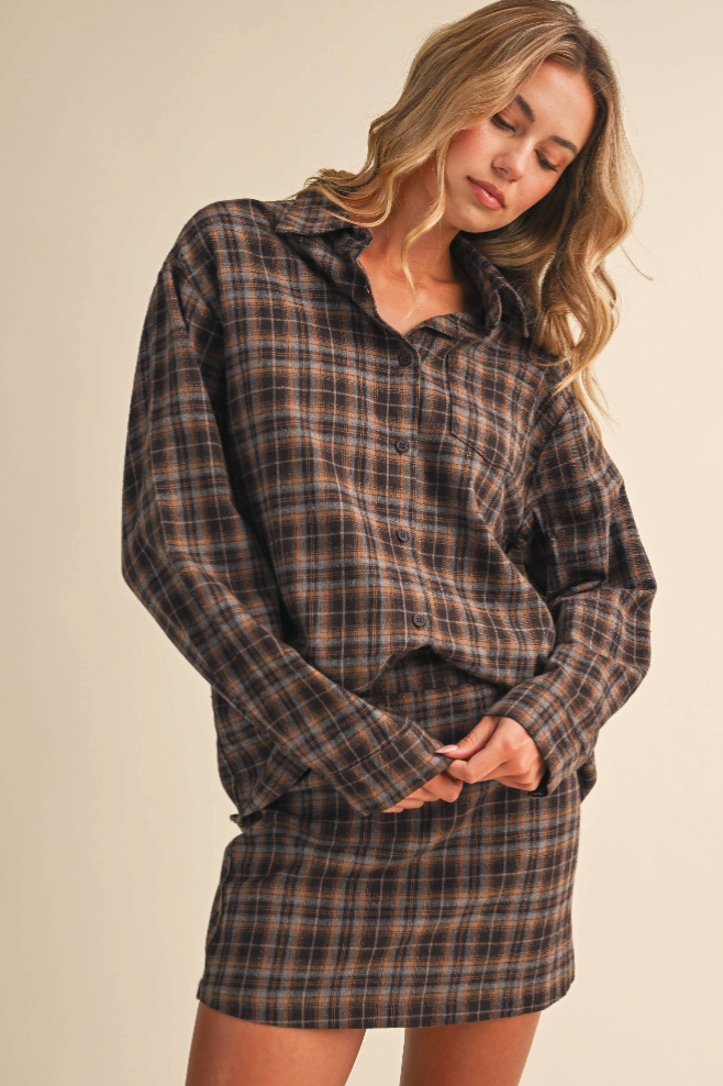 Hickory Oversized Flannel Top
