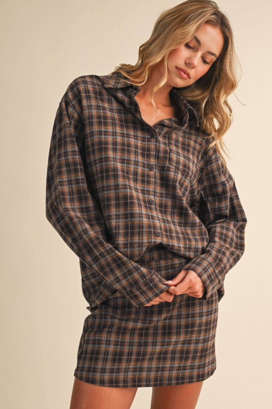 Hickory Oversized Flannel Top