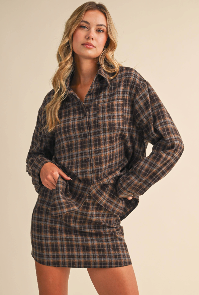 Hickory Oversized Flannel Top