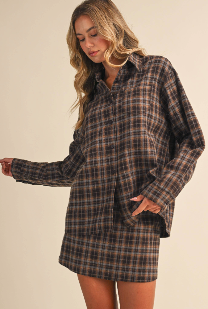 Hickory Oversized Flannel Top