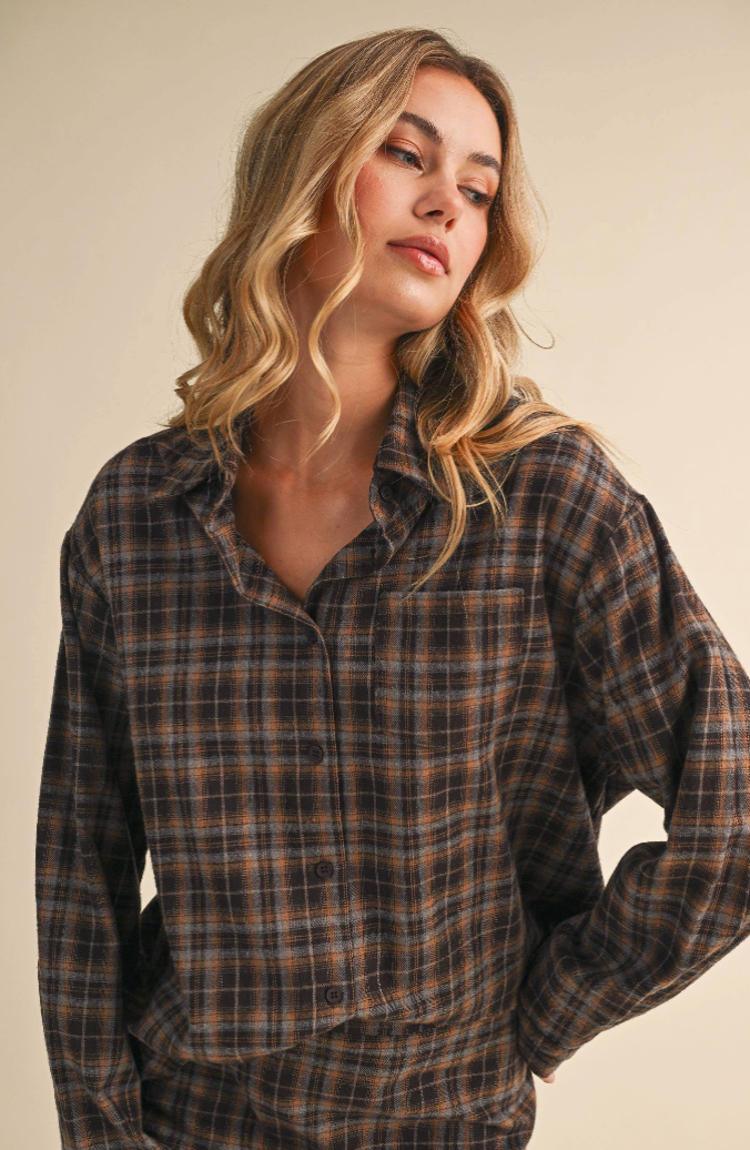 Hickory Oversized Flannel Top