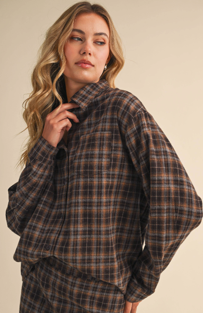 Hickory Oversized Flannel Top