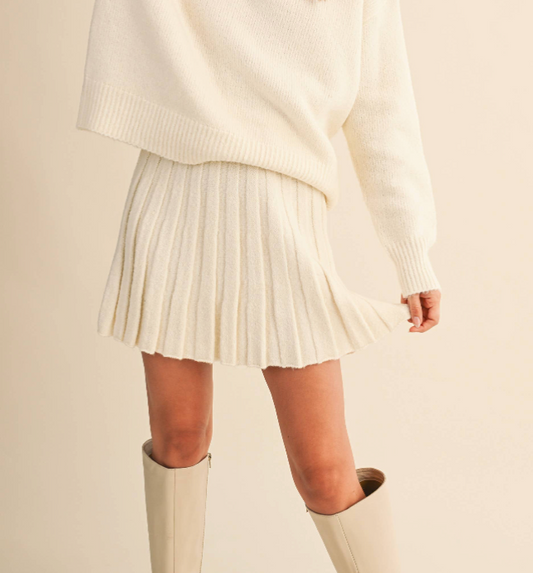 Winter White Pleated Skirt