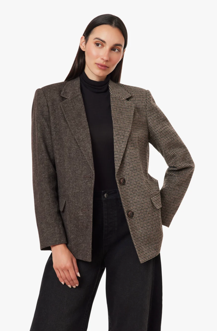 Herringbone Mixed Blazer Coat