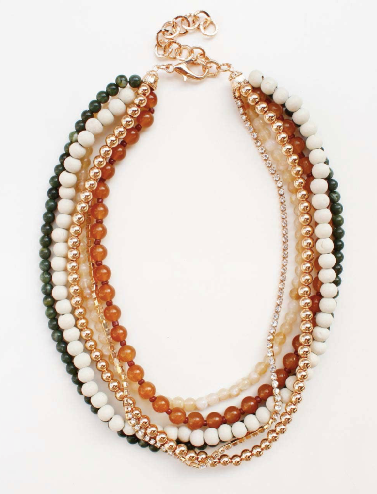 Layered Bead Necklace - Multiple Colors