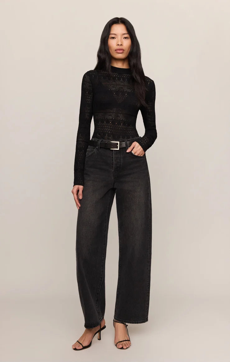 Avery Sweater Top-Black