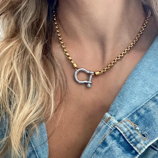 18K Gold Plated Stainless Steel Rope Buckle Necklace - 3 Options