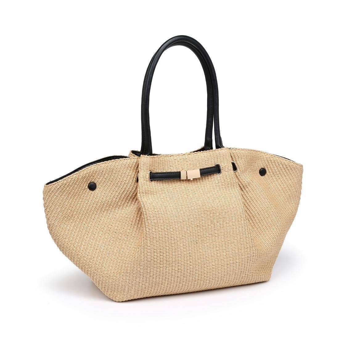 Kaia - Straw Tote: Natural Black