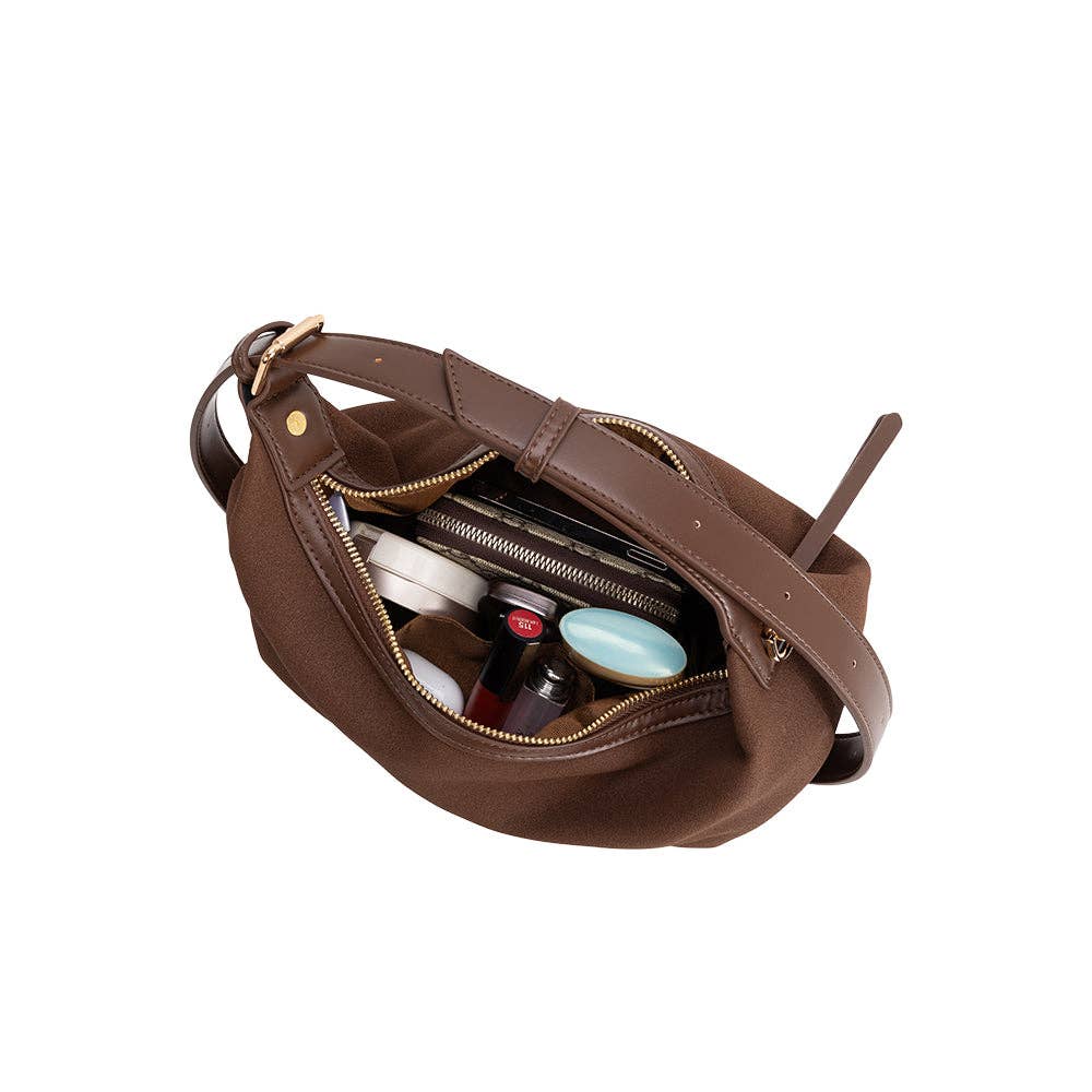 Lilith Brown Vegan Suede Top Handle Bag Pre-Oder 8/15