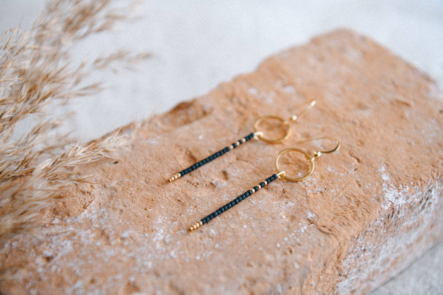 Seed Bead and Gold Circle Lightweight Earring- 3 Colors