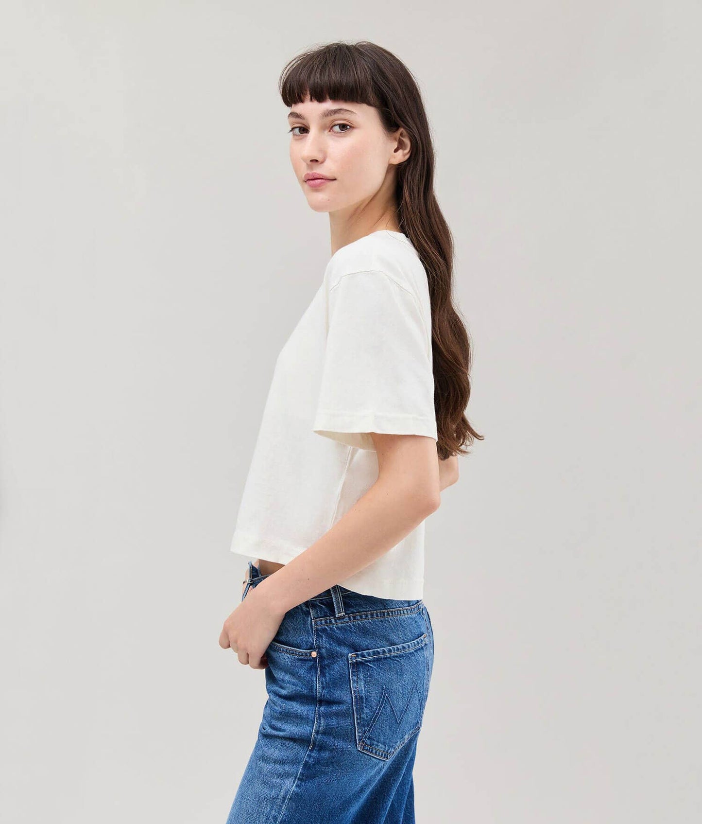 Relaxed Crop Tee - Bone