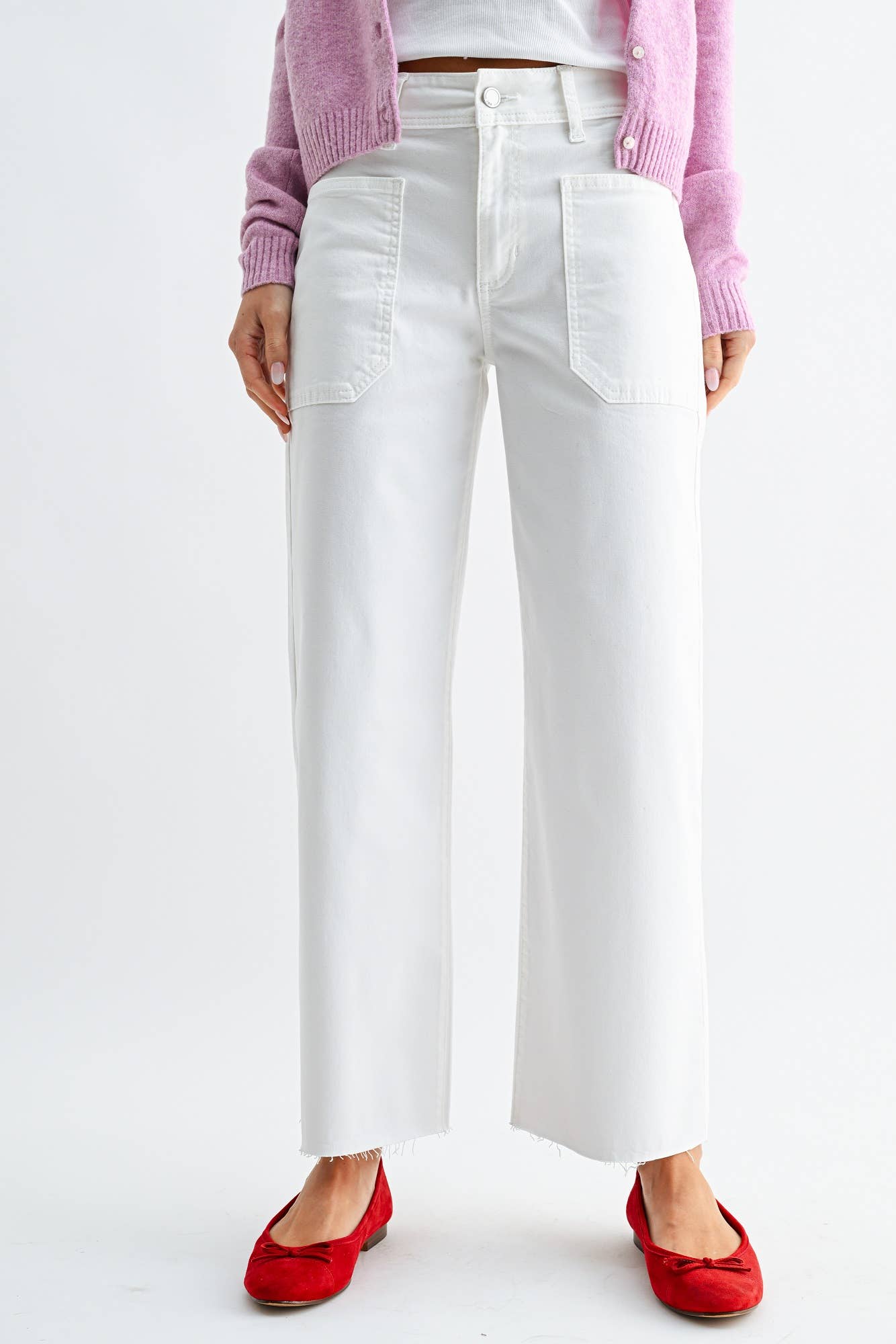 Stretch Twill Utility Wide Leg - White