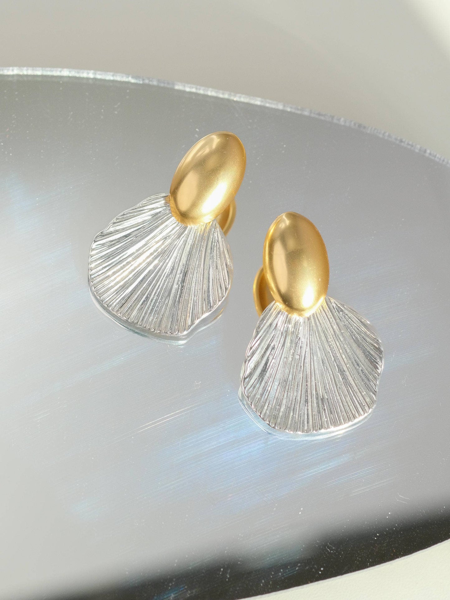 Giselle 18K Vintage Gold Dipped Shell Earrings: Silver