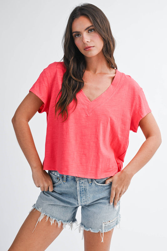 Box Crop V Tee - Multiple Colors