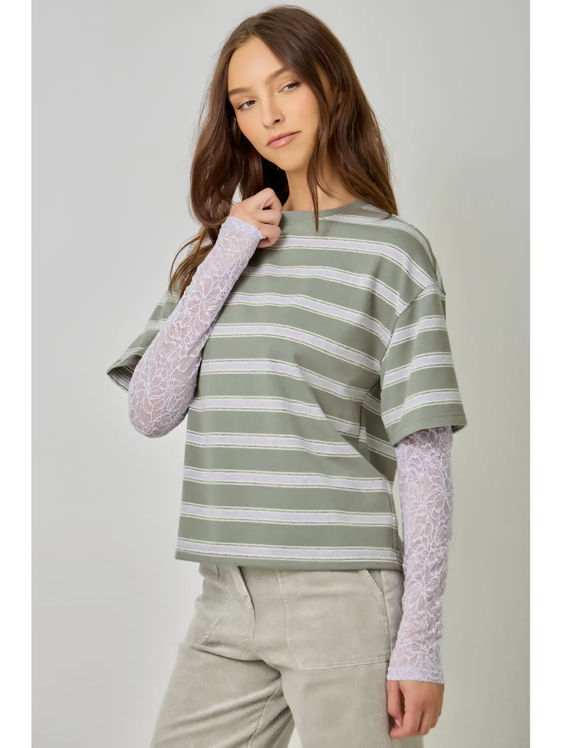 Striped Lace Combo Tee