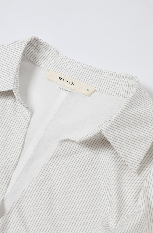 Stripe Bubble High Low Blouse