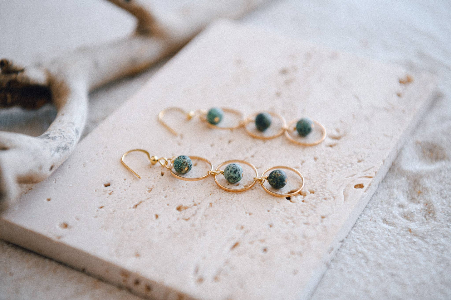 Triple Hoop Turquoise Drop Earrings