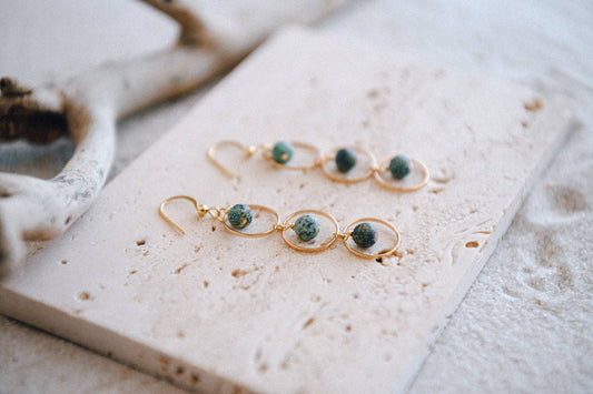 Triple Hoop Turquoise Drop Earrings