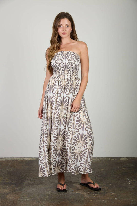 Damask Strapless Dress