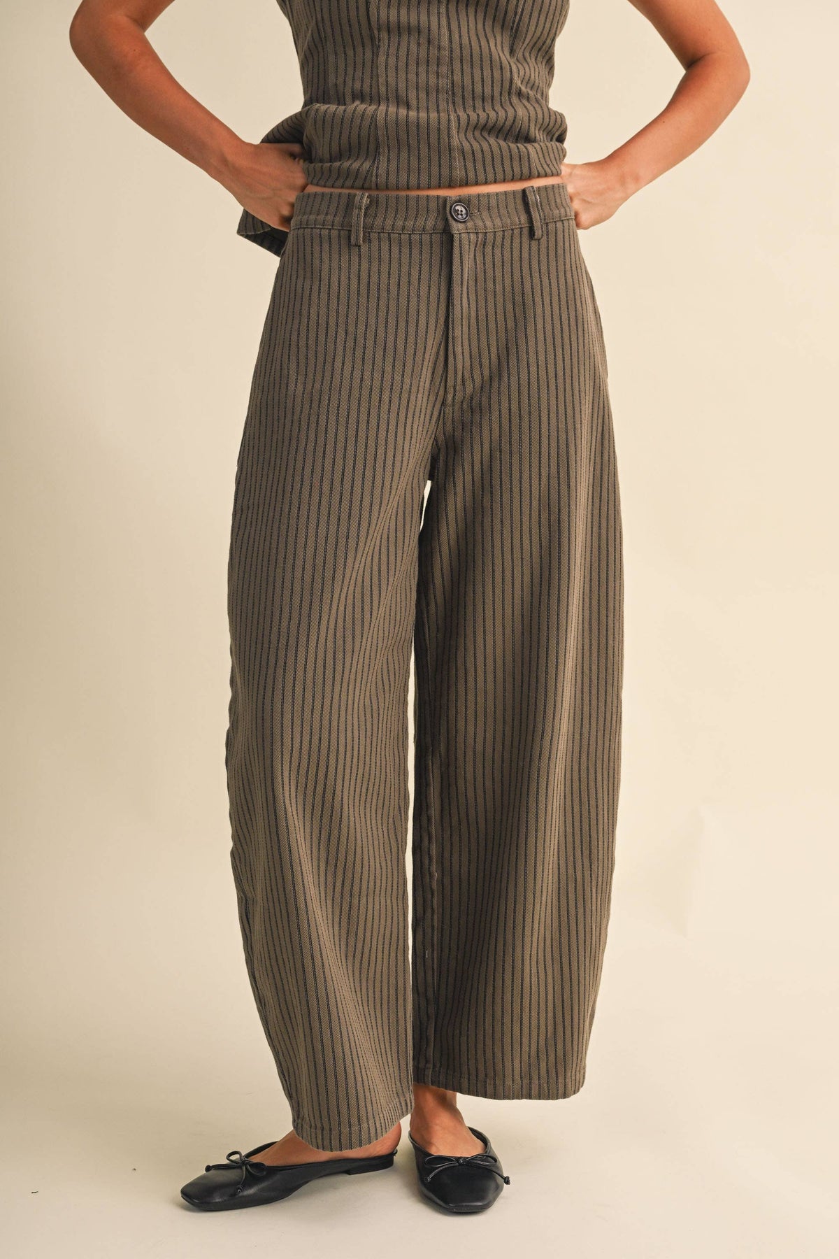 Mocha Striped Barrel Denim
