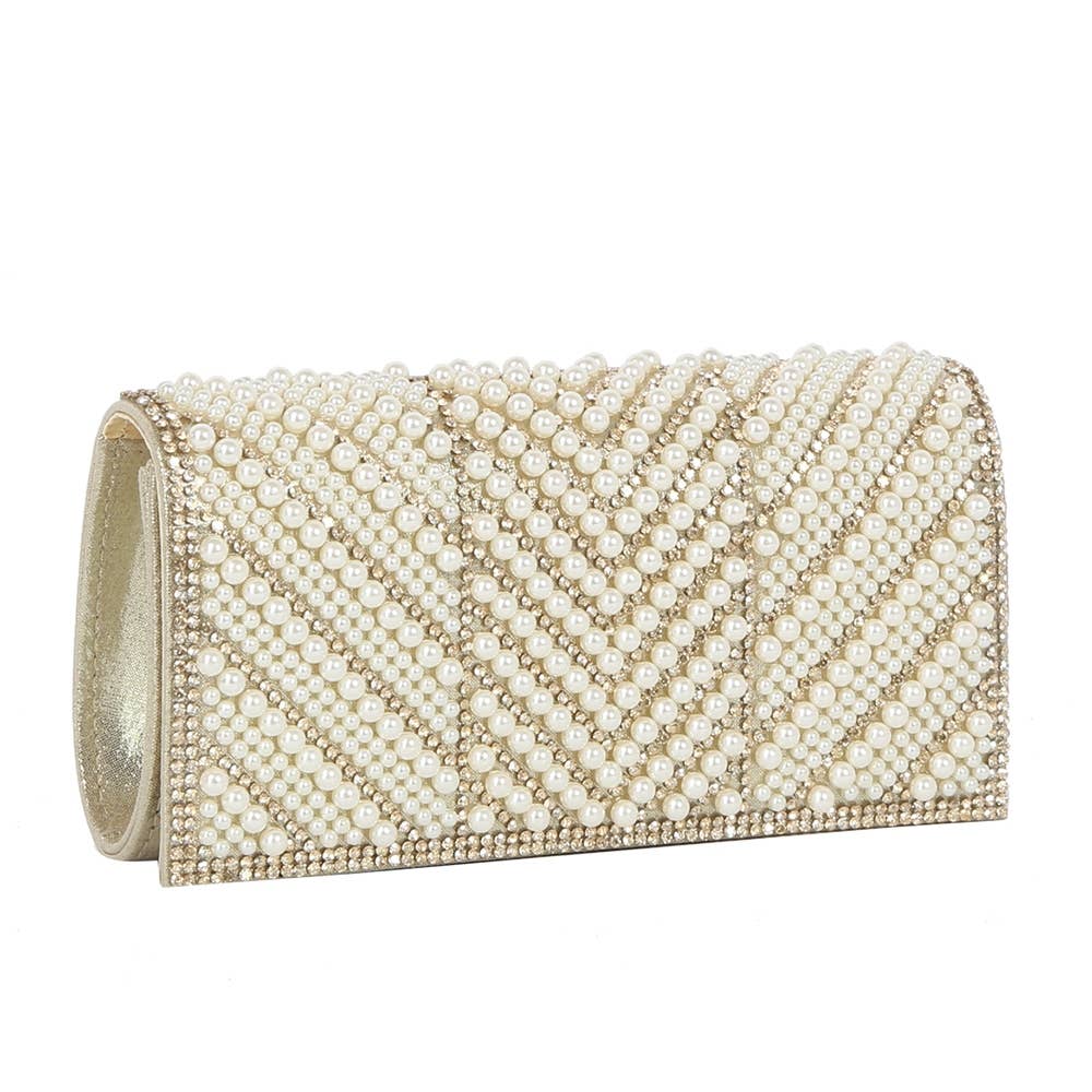 Pearl Chevron Pattern Clutch