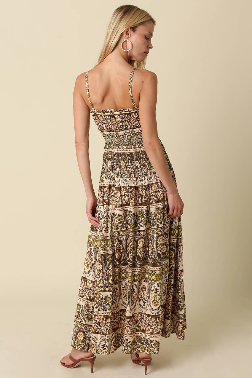 Lorna Smocked Print Maxi Dress
