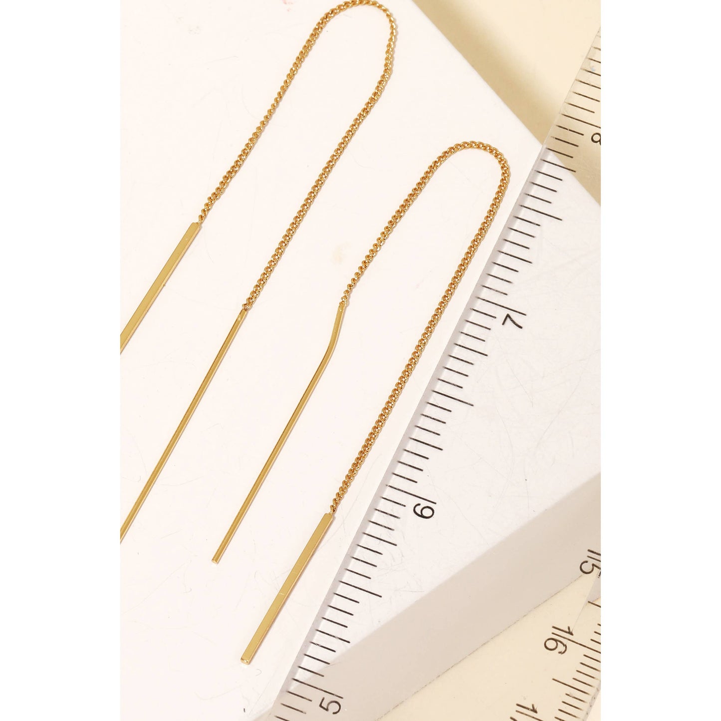 Gold Dipped Bar Threader Earrings: G