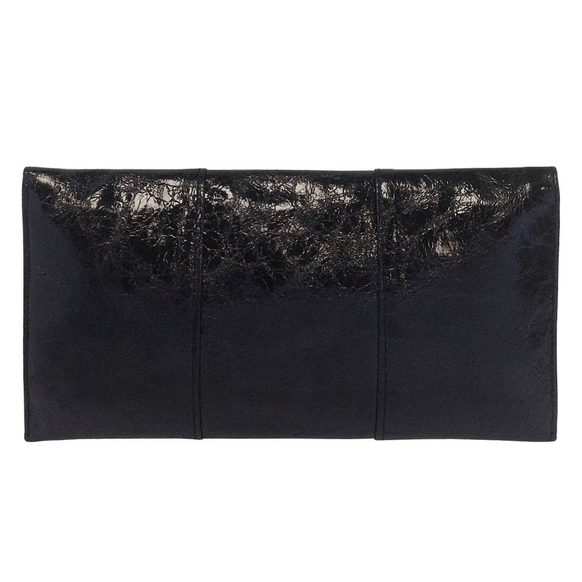 Crushed Metallic Evening Clutch: BLACK