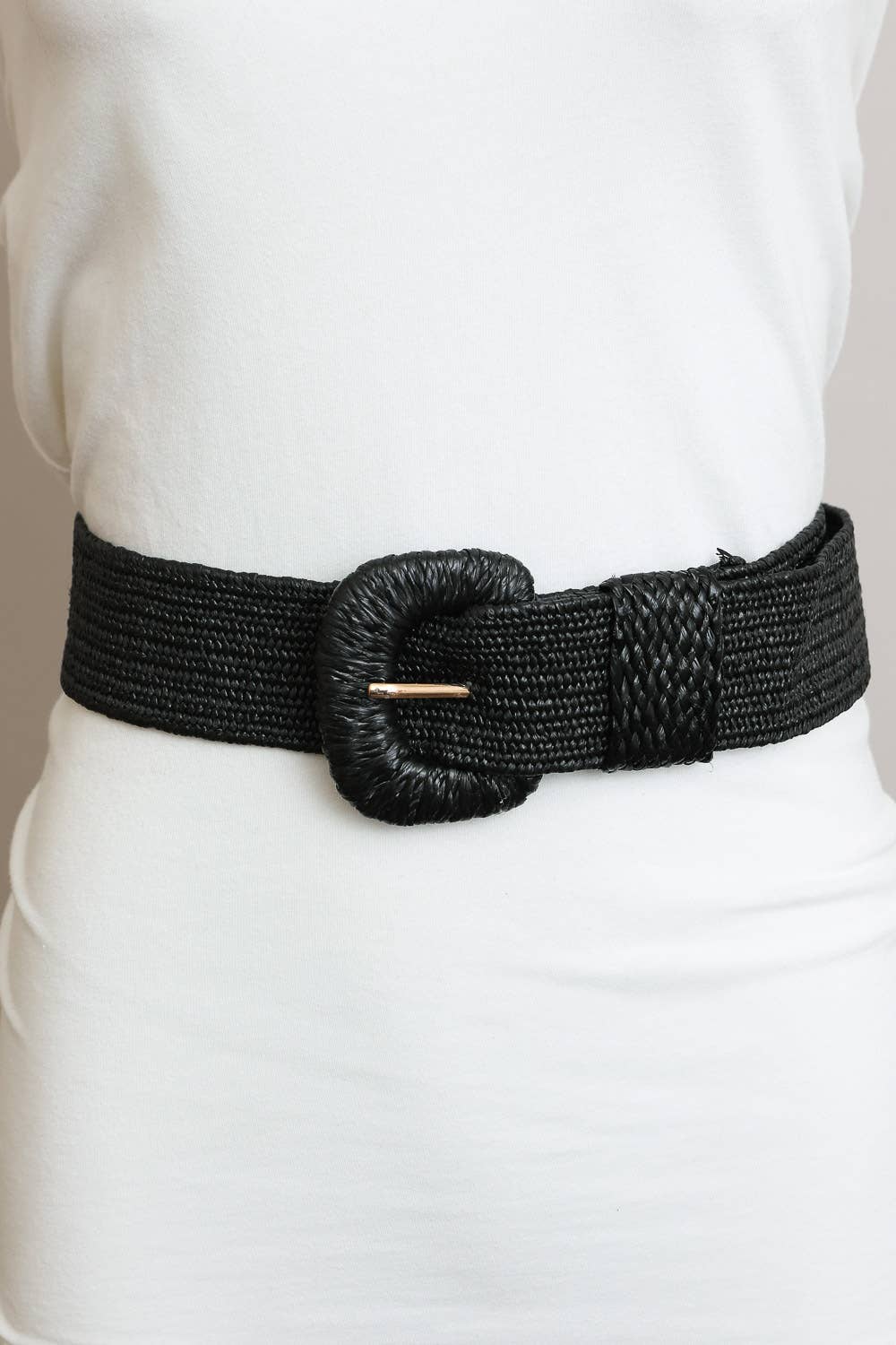 Bestseller Stretchable Raffia Belt – Eco-Friendly Fashion 🌾: Black
