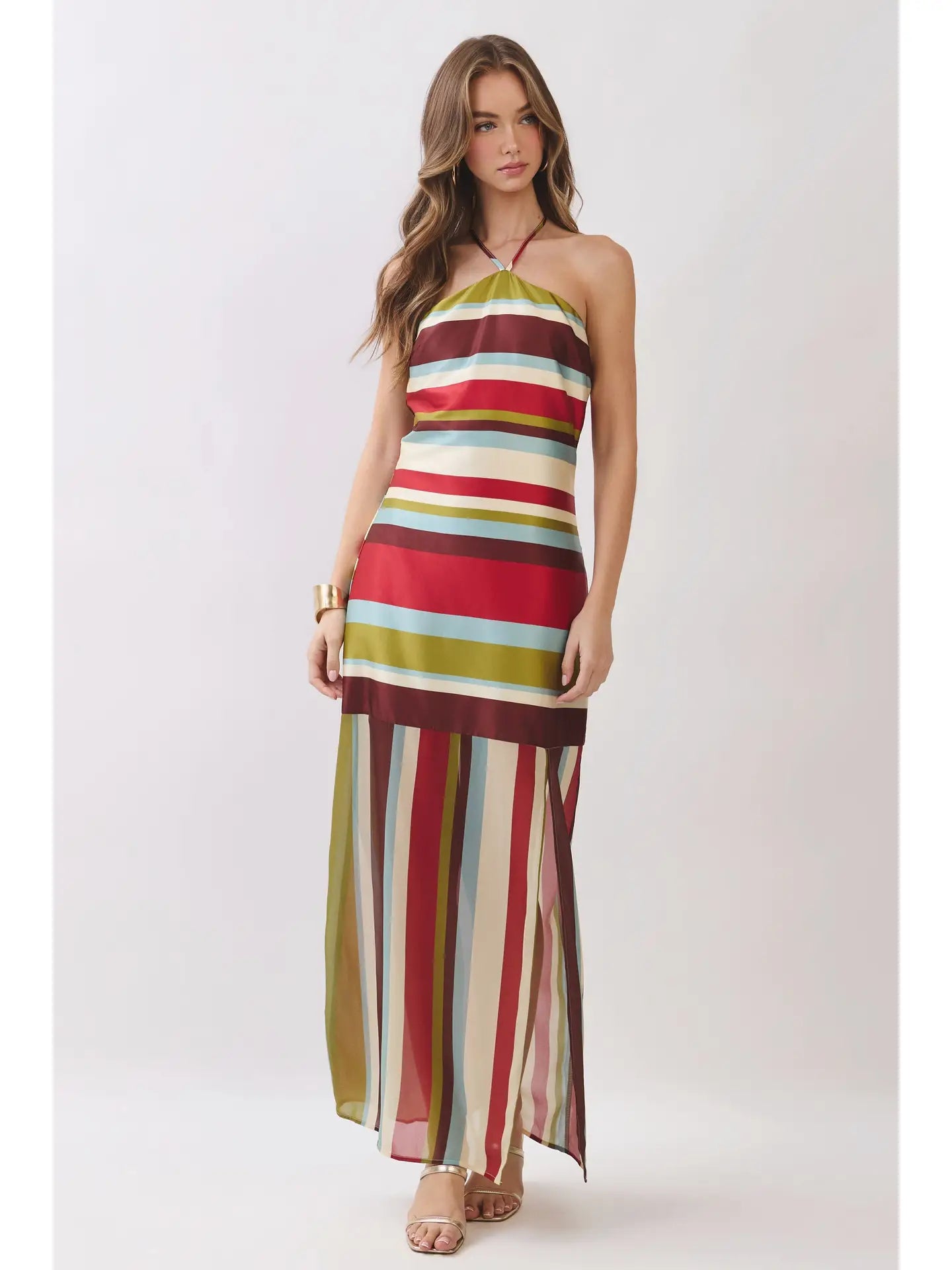 Lined Up Satin Maxi