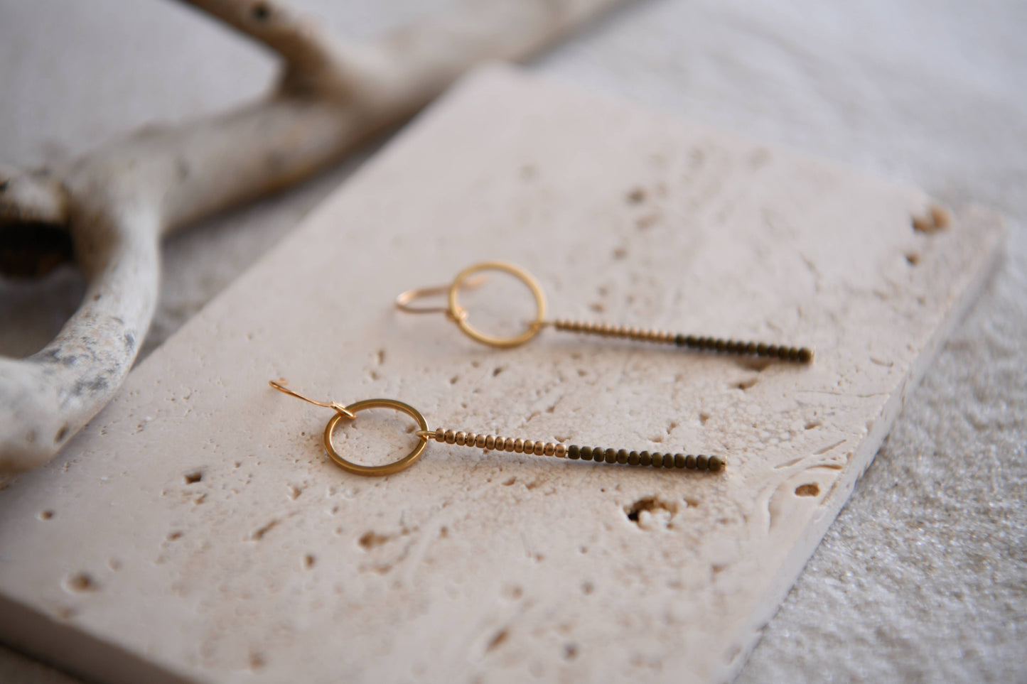 Seed Bead and Gold Circle Lightweight Earring- 3 Colors