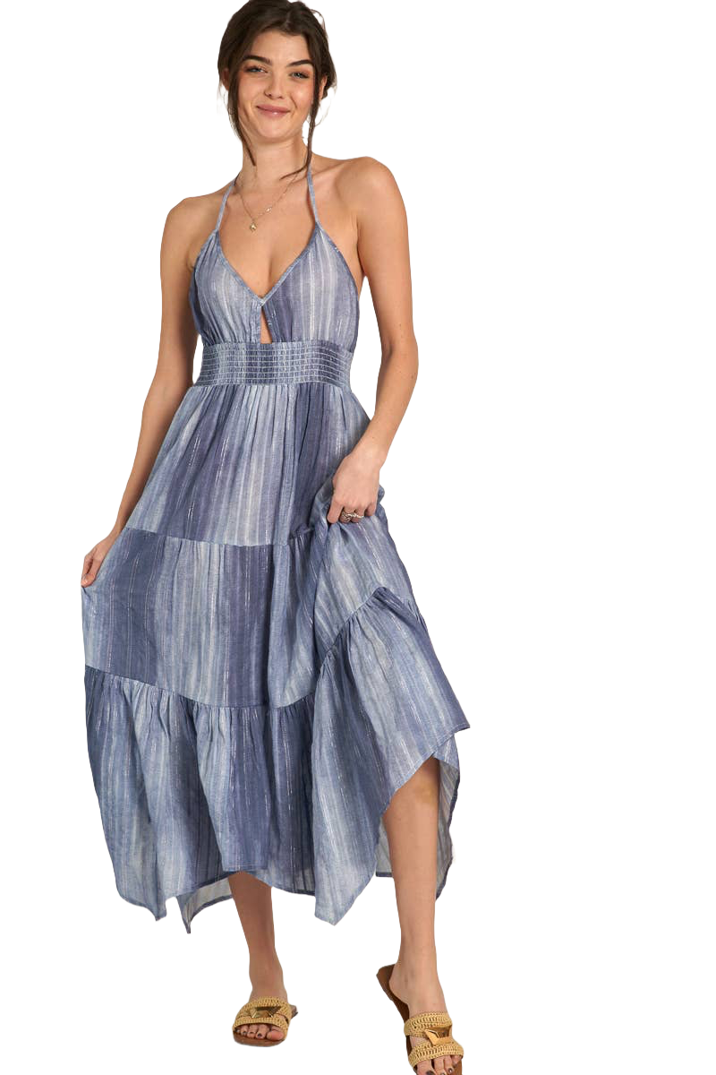 Bella Halter Neck Tiered Maxi Dress
