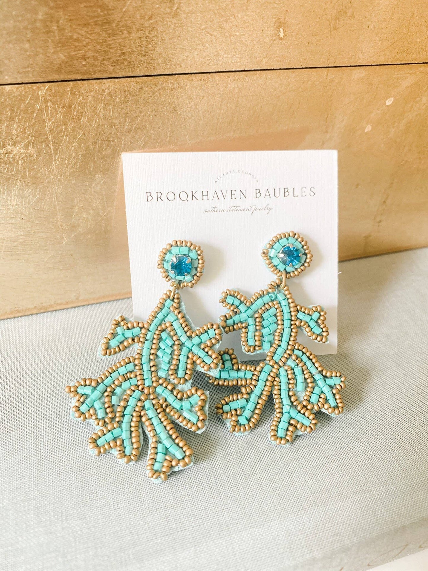 Turquoise Coral Beaded Statement Earrings