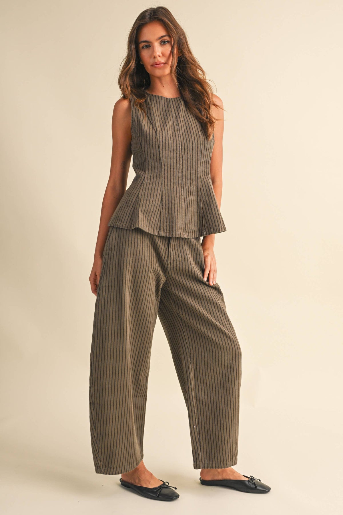 Mocha Striped Barrel Denim