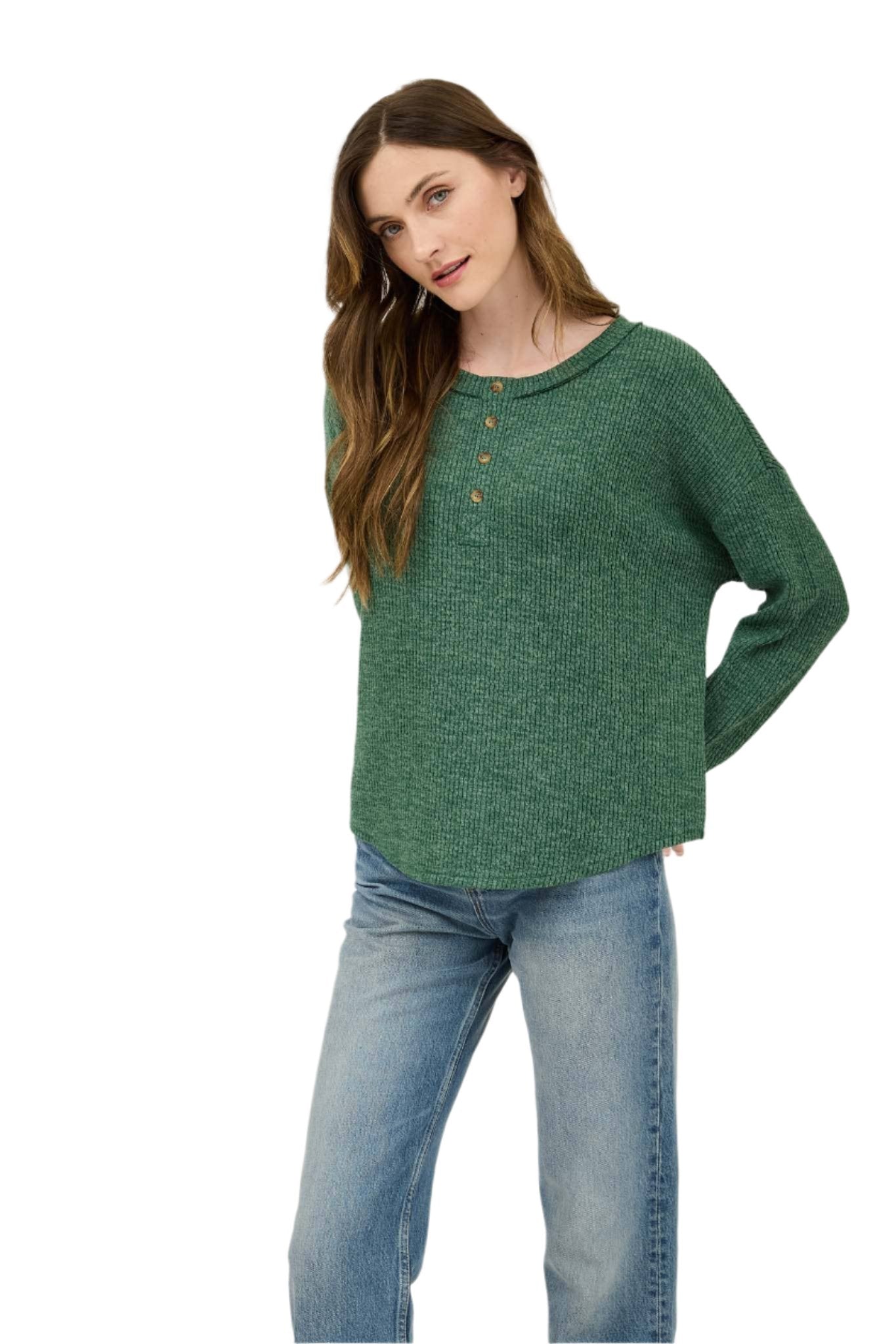 Waffle Knit Henley-3 Colors