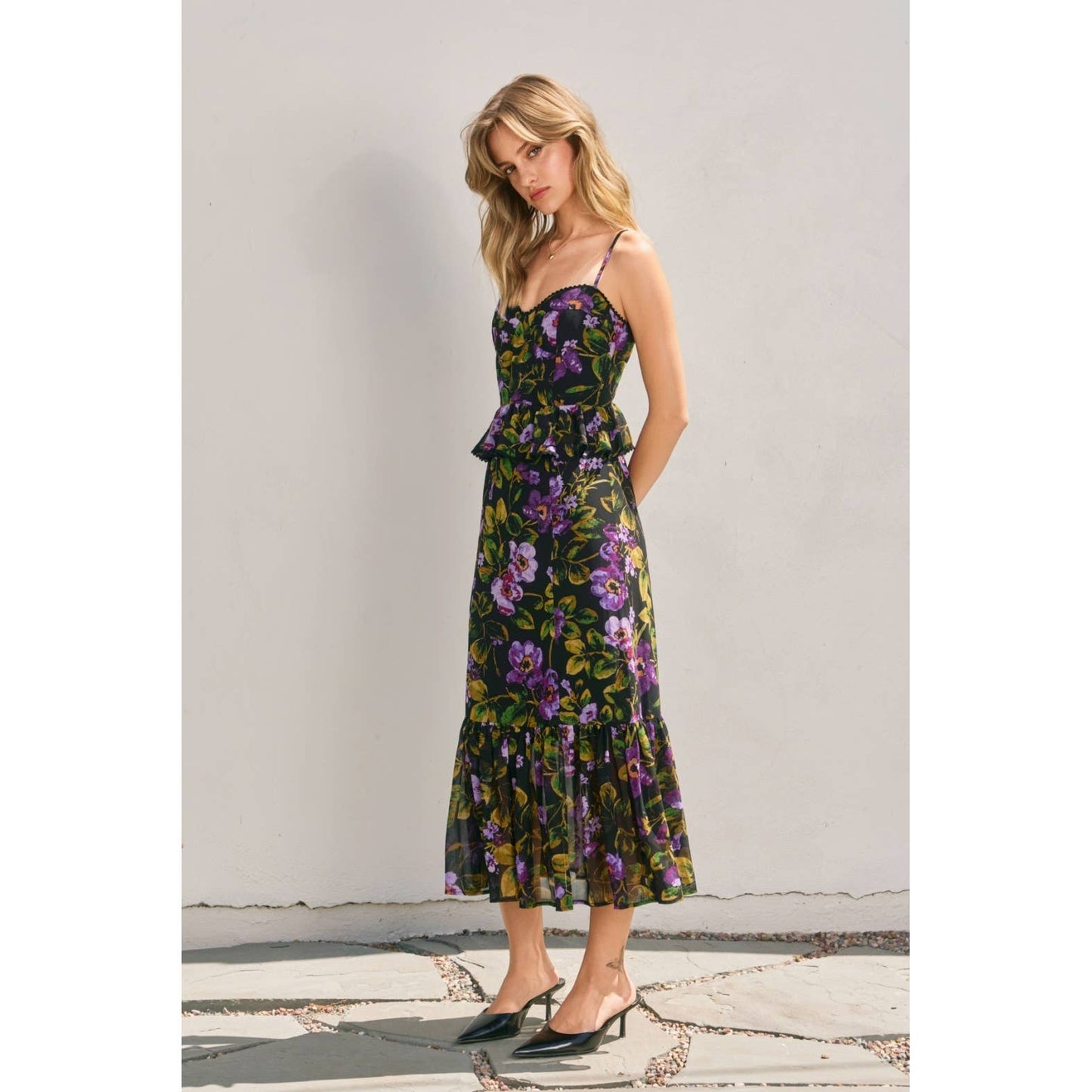 Midnight Violet Midi Dress
