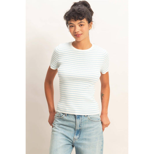 Ribbed Stripe Tee - 2 Colors
