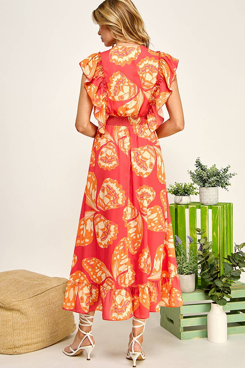 Papillon Ruffle Midi Dress