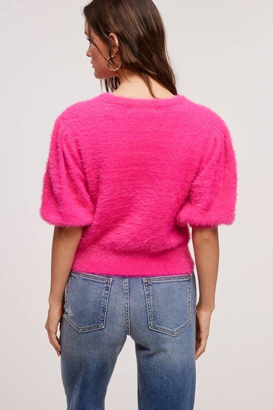 Fuzzy Knit Top - Pink