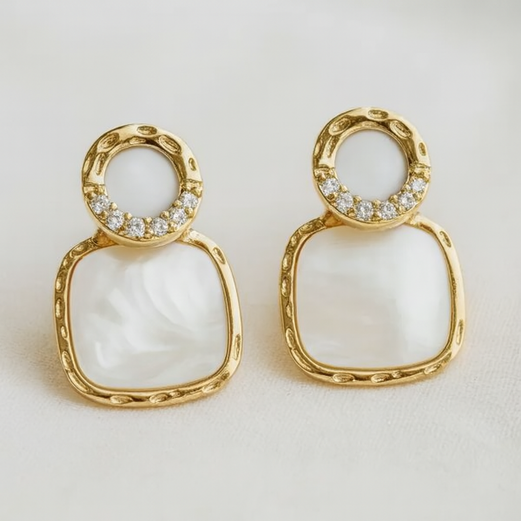 Baby Square Shell Stud Earrings