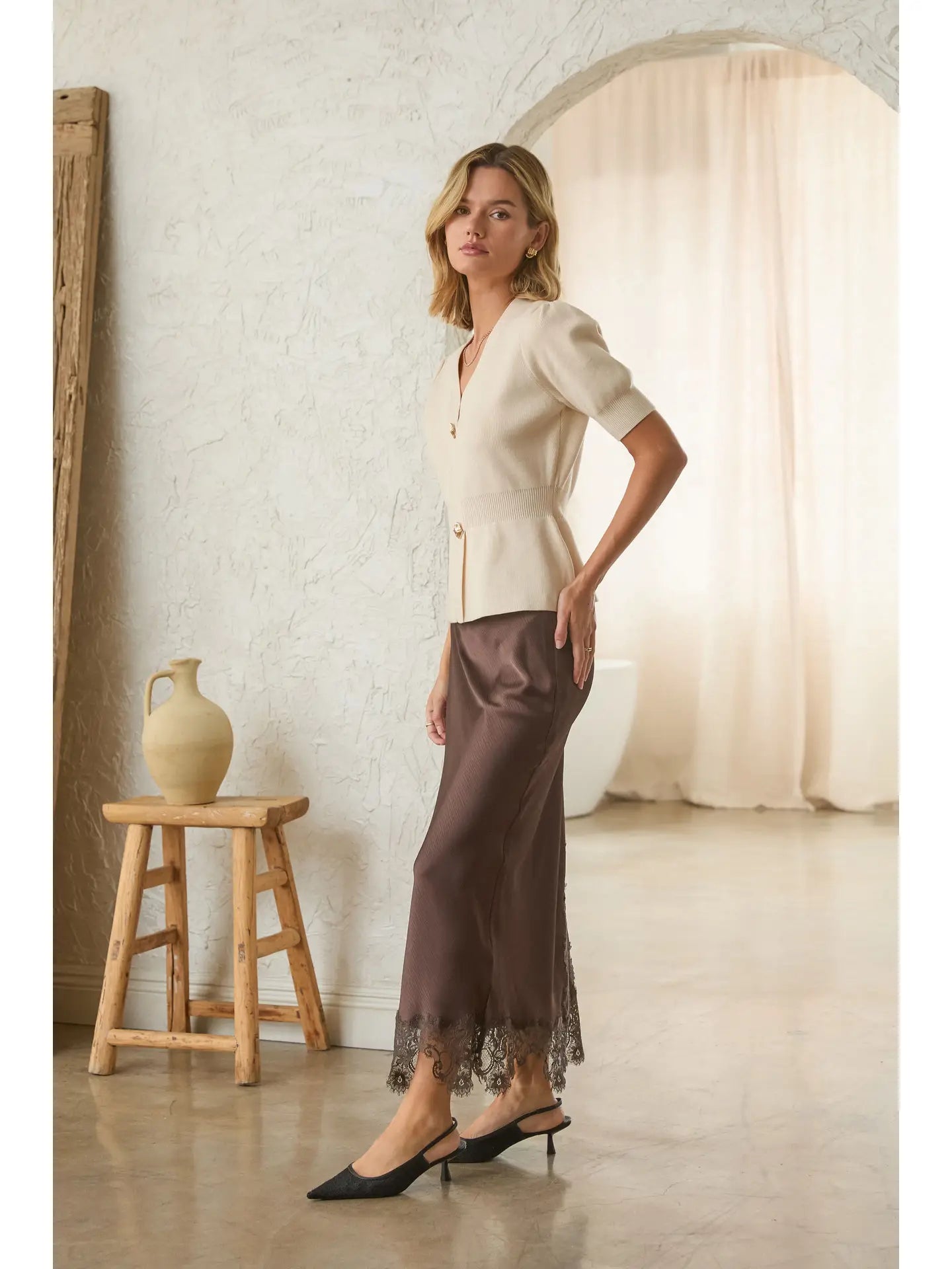 Espresso Lace Hem Skirt