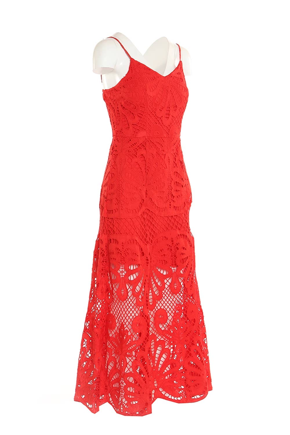 Floral Lace Net Sweetheart Maxi Slip Dress