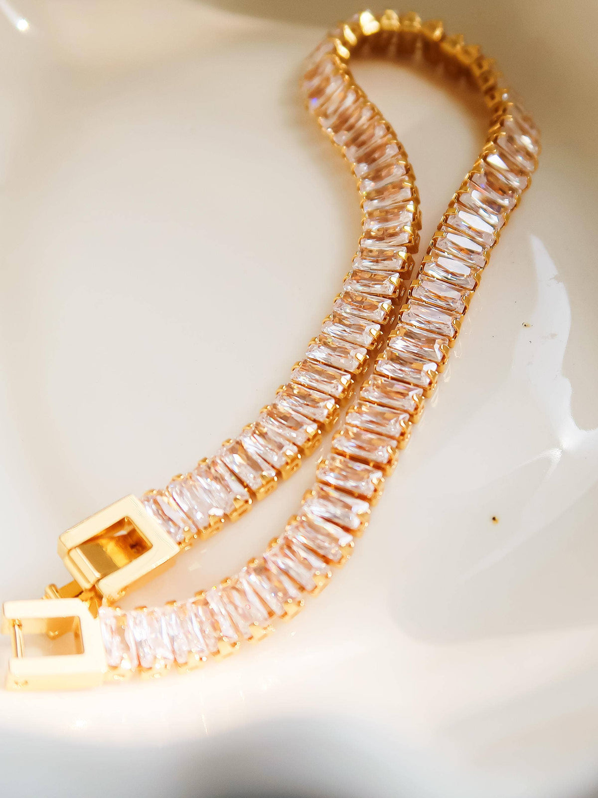 Rhodes 18K Gold Non-Tarnish CZ Bracelet