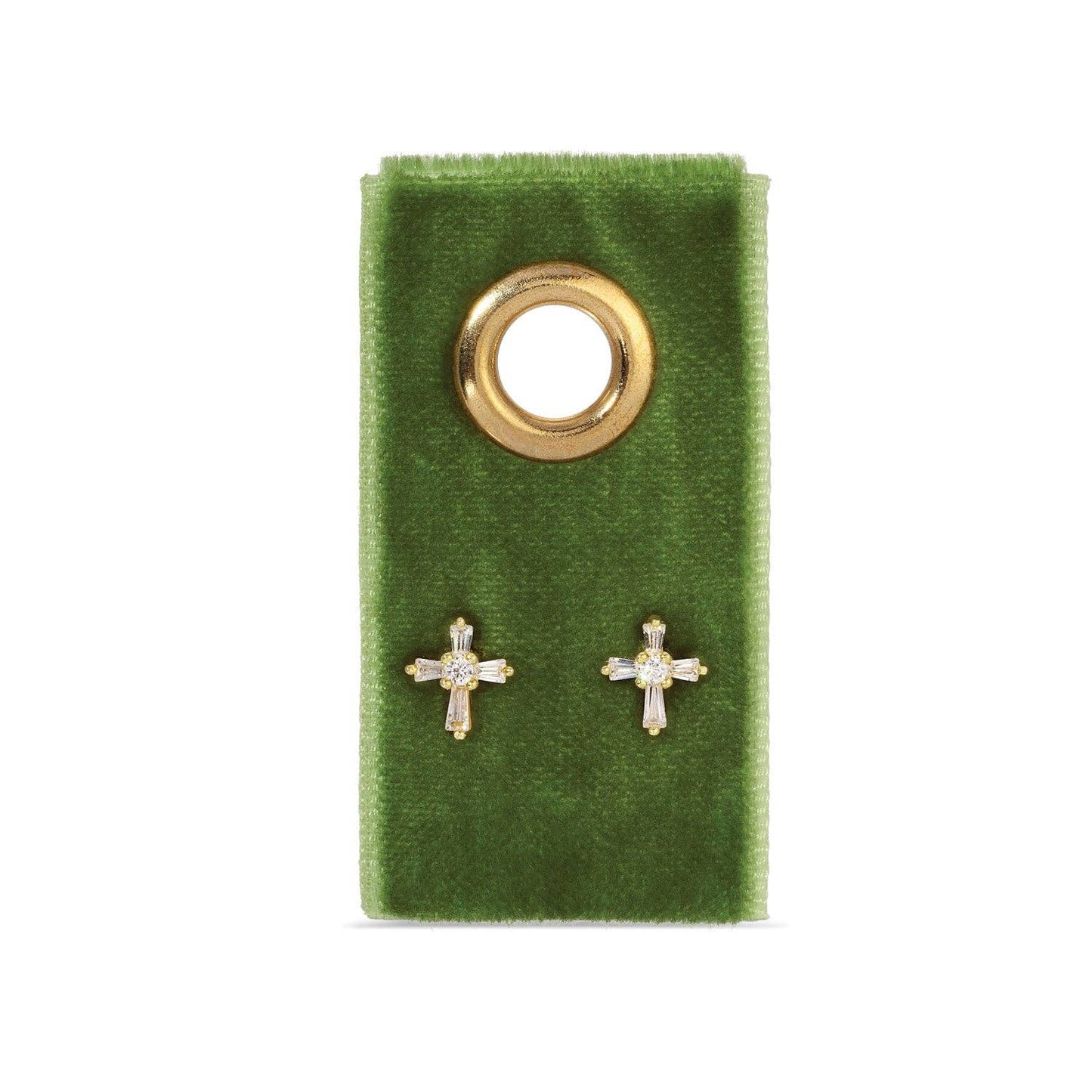 Baguette Cross Studs